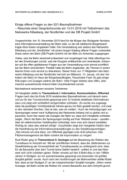 Einige offene Fragen zu den S21-Bauma&szlig;nahmen