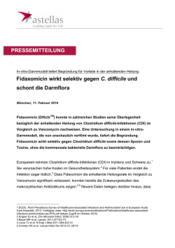 Fidaxomicin wirkt selektiv gegen C.difficile und schont die Darmflora