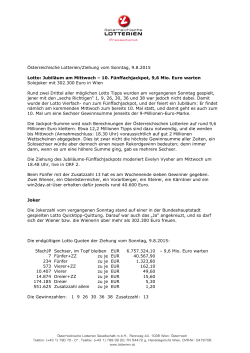 Österreichische Lotterien/Ziehung vom Sonntag, 9.8.2015 Lotto