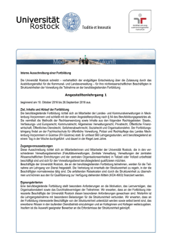 Interne Ausschreibung einer Fortbildung Die Universit&auml;t Rostock