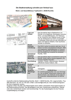Die Stadtverwaltung schreibt zum Verkauf aus: