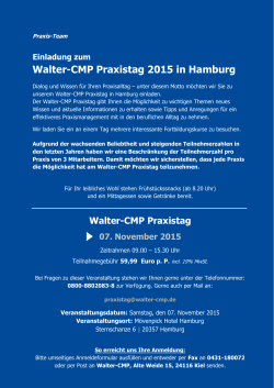 Einladung zum Walter-CMP Praxistag 2015 in Hamburg