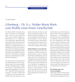 Dr. hc Walter Reists Werk zum Wohle einer freien Gesellschaft