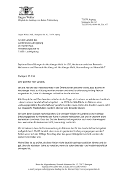 Brief von Jürgen Walter an Landrat Dr. Rainer