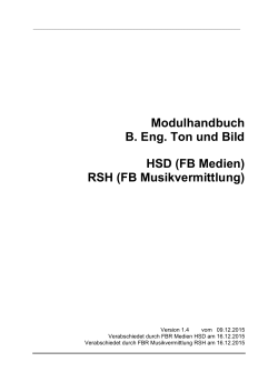 Modulhandbuch 2010 - Bachelor Ton und Bild - FB Medien