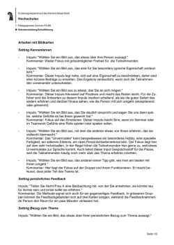 Hochschulen Arbeiten mit Bildkarten Setting Kennenlernen