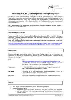 Hinweise zum TOEFL (Test of English as a Foreign Language)
