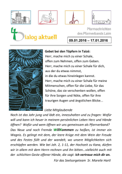 Gebet bei den T&ouml;pfern in Taiz&eacute;: Herr, mache mich zu einer Schale