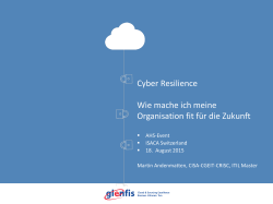 Cyber Resilience Wie mache ich meine Organisation fit für die Zukunft