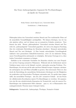 Ein neues anthropologisches Argument f&uuml;r Pro