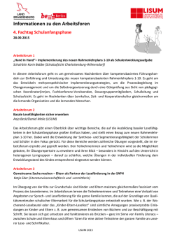 Informationen zu den Arbeitsforen