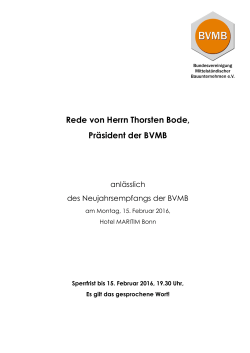 Rede von Herrn Thorsten Bode, Präsident der BVMB