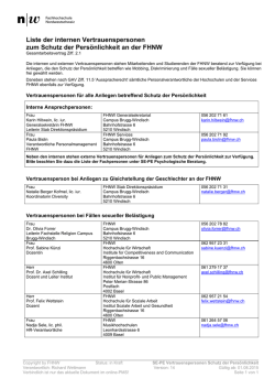 Vertrauenspersonen (interne) zum Schutz der Persönlichkeit