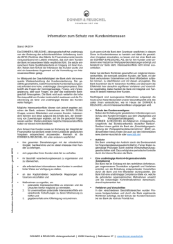 Information zum Schutz von Kundeninteressen