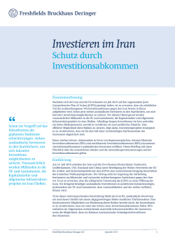 Investieren im Iran - Schutz von Investitionen durch