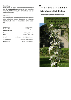 Veranstaltungskalender 1. Hj. 2016