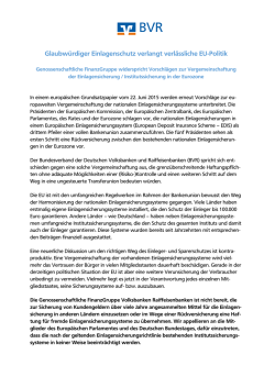Glaubwürdiger Einlagenschutz verlangt verlässliche EU-Politik