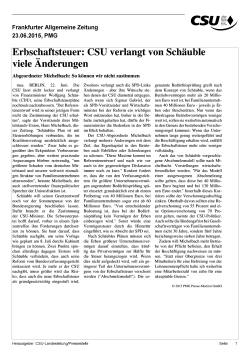 Erbschaftsteuer CSU verlangt von Schäuble viele Änderungen