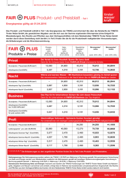 FAIR PLUS Produkt- und Preisblatt - TIWAG