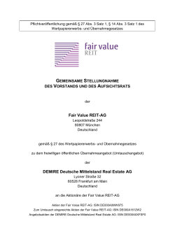 Fair Value REIT-AG DEMIRE Deutsche Mittelstand Real Estate AG