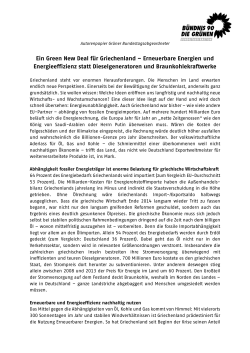 Ein Green New Deal f&uuml;r Griechenland &ndash; Erneuerbare Energien und