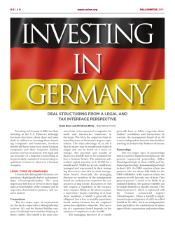 Investing in Germany - Deal structuring from a legal and
