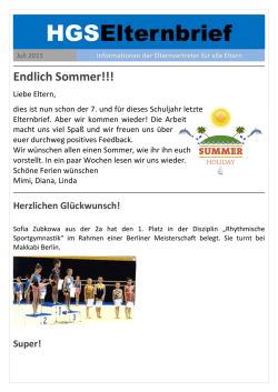 HGS Elternbrief Juli15 - Heinz-Galinski