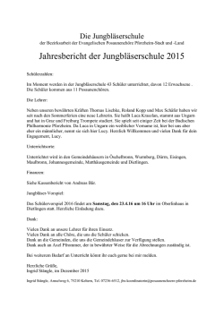 Jahresbericht JBS 2016 - Evangelische Posaunench&ouml;re Pforzheim