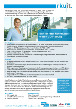SAP-Berater Rechnungs- wesen CO/FI (m/w)