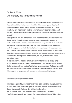 Dr. Dorit Warta Der Mensch, das sprechende Wesen