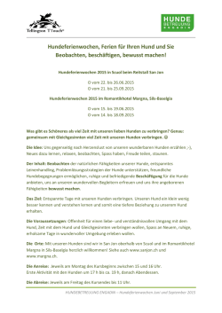 Hundeferienwochen, Ferien für Ihren Hund und Sie Beobachten