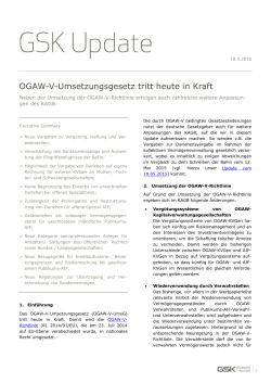 OGAW-V-Umsetzungsgesetz tritt heute in Kraft
