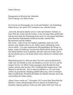 Johano Strasser Engagement im Horizont des Absurden Zum
