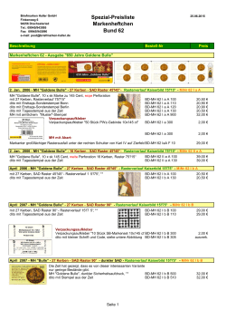 Spezial-Preisliste Markenheftchen Bund 62