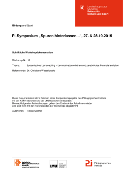PI-Symposium „Spuren hinterlassen...“, 27. & 28.10.2015