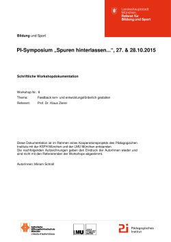 PI-Symposium „Spuren hinterlassen...“, 27. & 28.10.2015