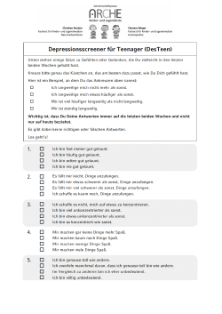 Fragebogen Traurigkeit Teenager - Arche - Kinder