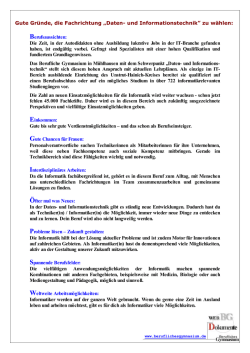 Gute Gr&uuml;nde, die Fachrichtung &bdquo;Daten