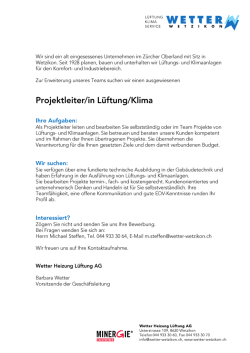 Ihr Zeichen: - Wetter Heizung Lüftung AG