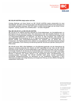 IBC SOLAR AUSTRIA steigt sauber aufs Gas. Christian Bairhuber