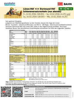 Lünen Hbf Dortmund Hbf Schienenersatzverkehr (nur abends) Fr