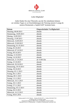 Eingeschr&auml;nkte Verf&uuml;gbarkeit - Berlin Capital Club CG Exkl.