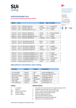 KURSPROGRAMM 2016 Akkreditierte Instruktoren Swiss Sailing
