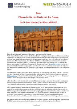 Rom Pilgerreise für eine Kirche mit den Frauen Do 30. Juni (abends
