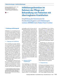 Infektionspr&auml;vention im Rahmen der Pflege und Behandlung