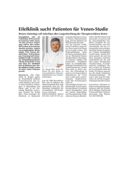 Eifelklinik sucht Patienten f&uuml;r Venen-Studie