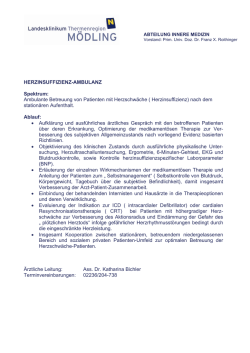 HERZINSUFFIZIENZ-AMBULANZ Spektrum: Ambulante Betreuung