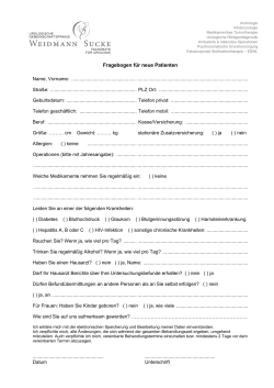 Fragebogen für neue Patienten hier herunterzuladen
