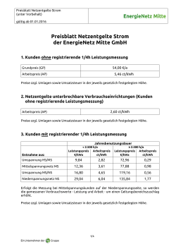 Preisblatt Netzentgelte Strom der EnergieNetz Mitte GmbH