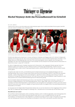 Bischof Neymeyr dreht das Personalkarussell im Eichsfeld â•ﬁ Eich